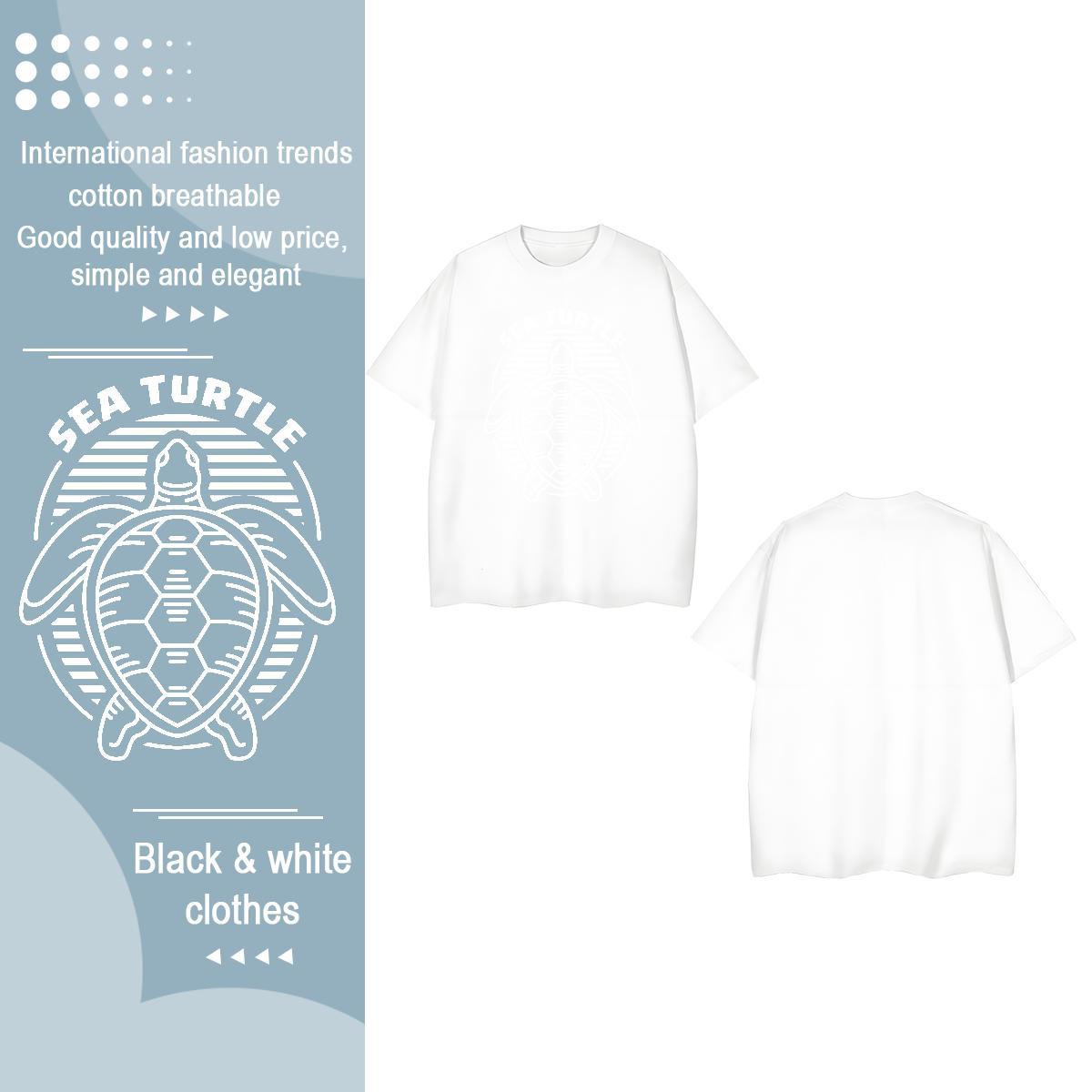 Fashion New T-Shirts for Women Breathable Short Sleeve 100% Cotton 230g Womens Tshirts Black Oversized tortoise Casual Unisex Clothes