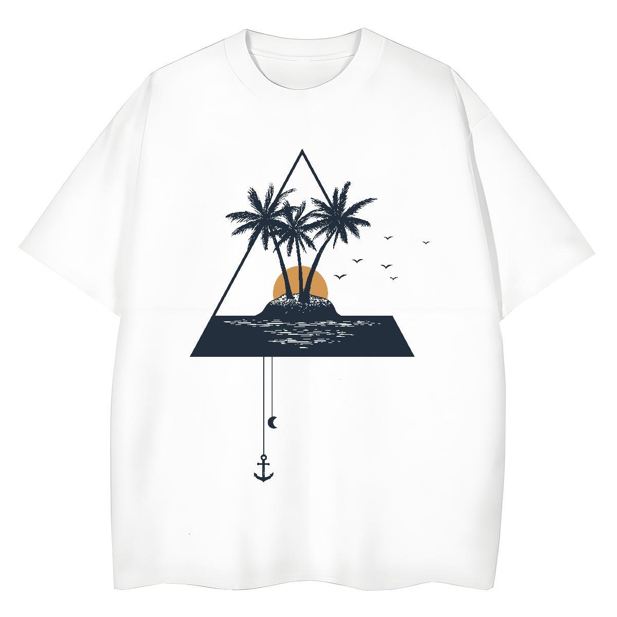 Classic Womens T Shirts O-Neck Short Sleeve 230g Pure Cotton Couples T Shirts Cartoon Print tree Hip Hop Unisex Tshirts