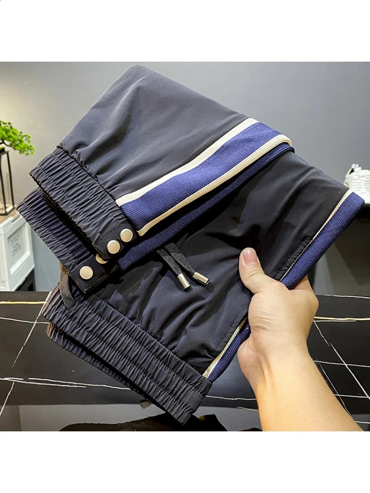 White silk thin casual pants mens summer slim fit fast drying sports transparent loose tapered cut 240821