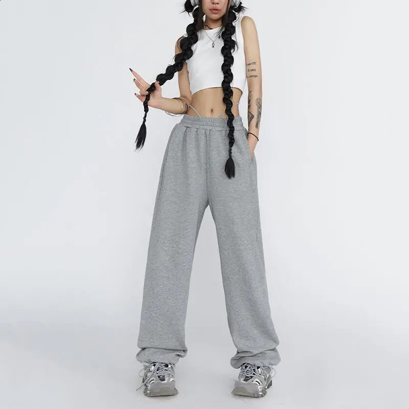 QWEEK Women Y2k Baggy Sweatpants Vintage Harajuku High Waist Female Jogger Pants Elastic Casual Streetwear Oversize Wide Trouser 240821
