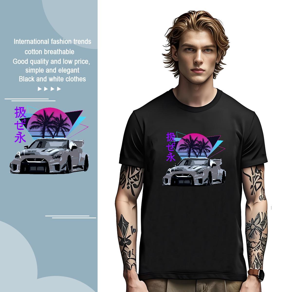 Unisex car T-Shirts for Men Casual Daily Wear Men Tshirts 230g Cotton Stylist Round Neck Short Sleeve Custom Printed Tees Shirts