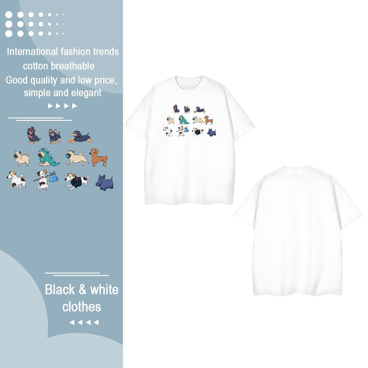 Fashion New Women T Shirts Crew Neck Breathable 230g Pure Cotton Lady T shirt Custom Printed dogs Hip Hop High quality Tops Shirt