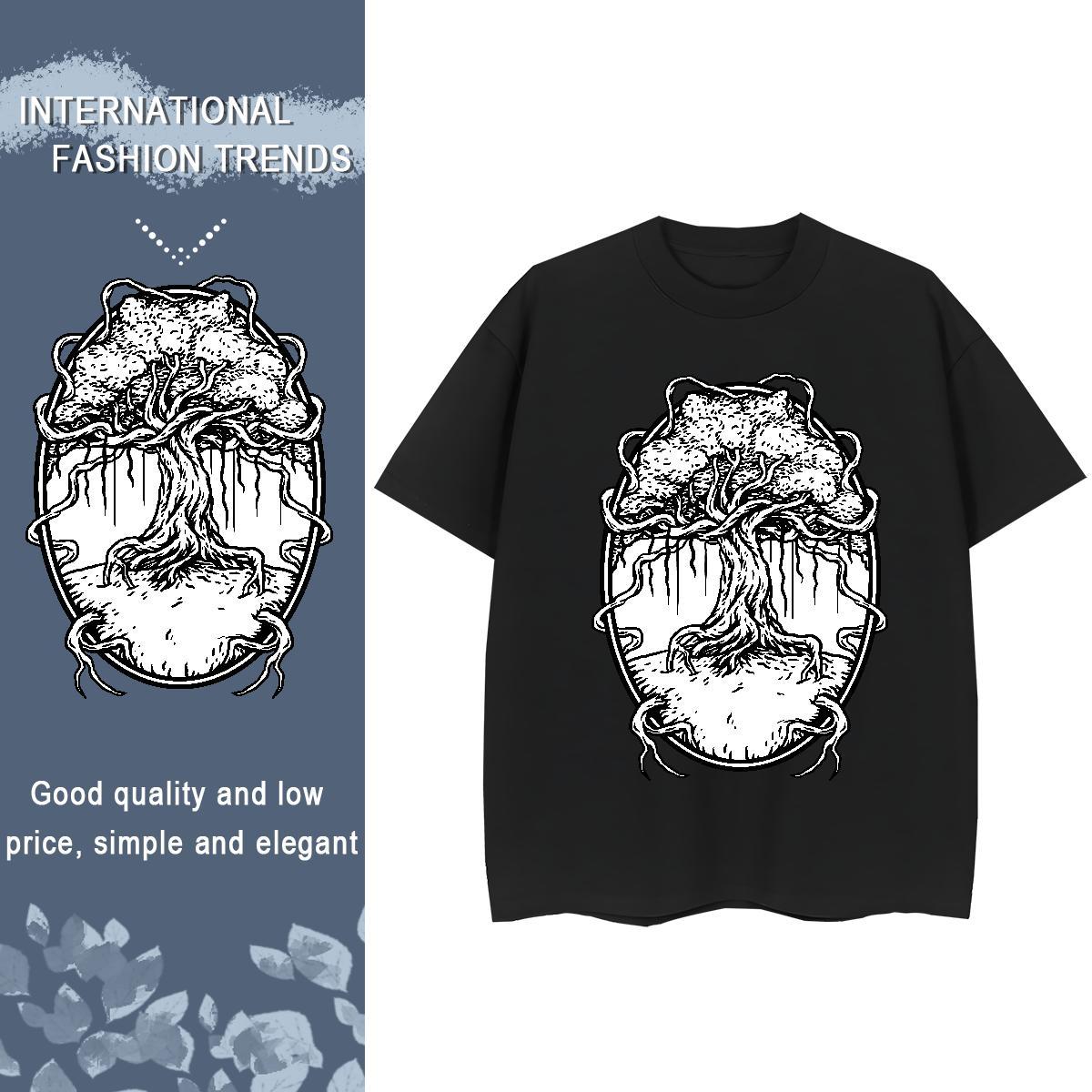 Casual New T Shirts Women Crew Neck Breathable 100% Cotton 230g Women Tees Custom Print Oversized tree High Street Hip Hop High quality Clothes