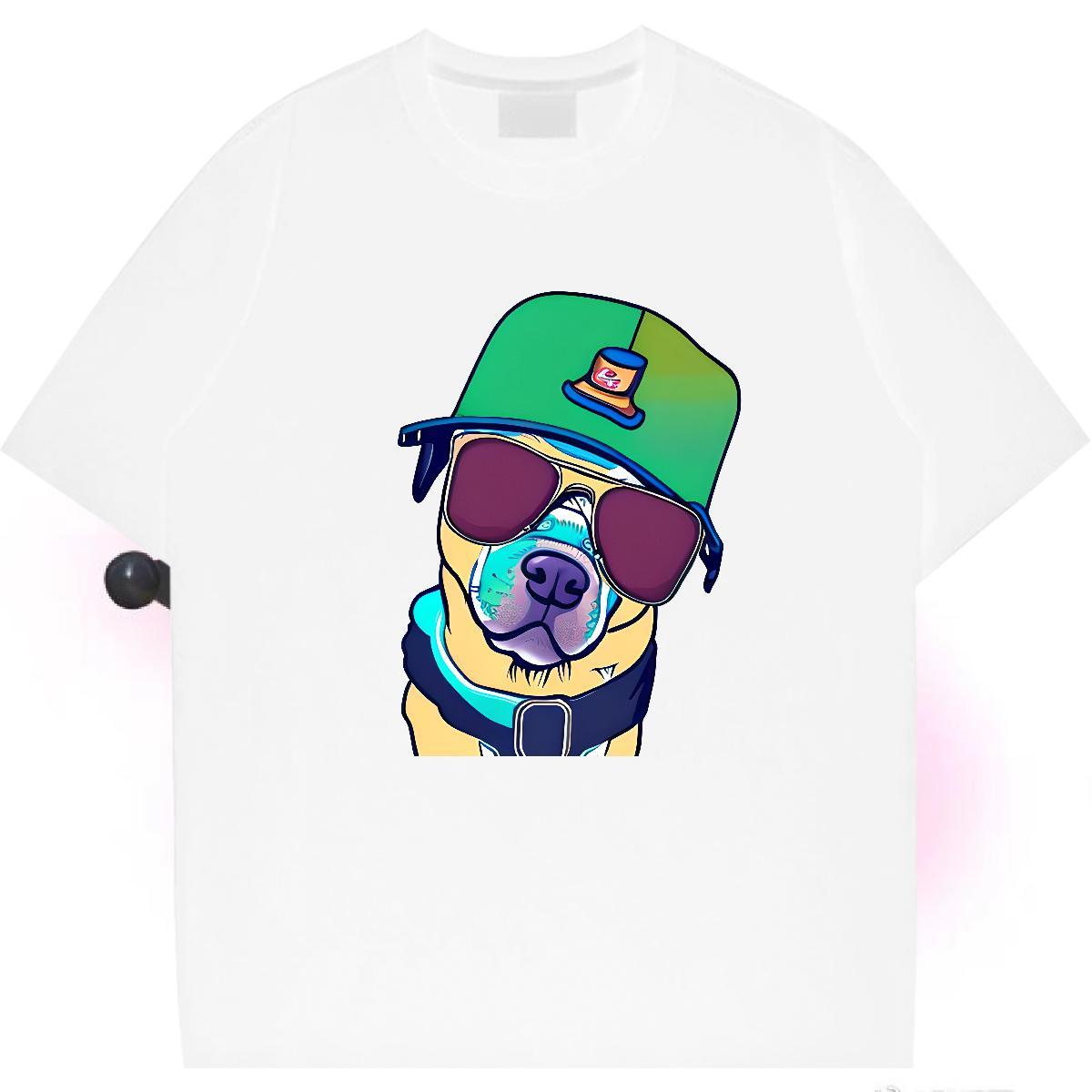 Fashion Casual T-Shirts for Women O Neck Short Sleeves 100% Cotton 230g Couples T Shirts Anime Print dog Hip Hop Street High quality Clothings