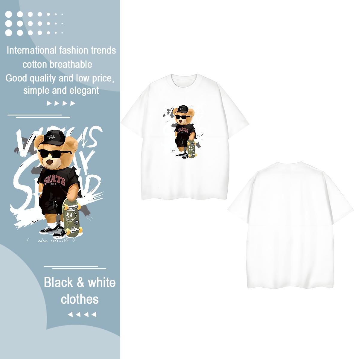 New Arrival Woman T Shirts Breathable Short Sleeve 230g 100% Cotton Couples T Shirts Oversized bear Sports Street Wear Lady Clothes