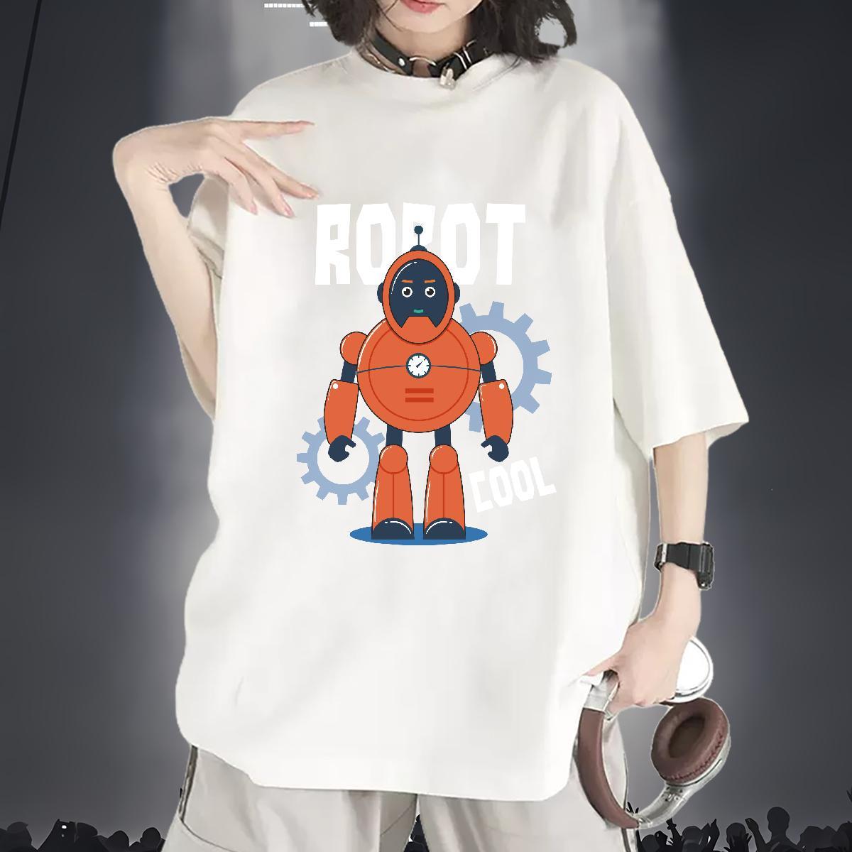 Stylist T shirt Breathable 230g Cotton Woman Tshirt Cartoon Anime ET Casual Sport Female Top Tees