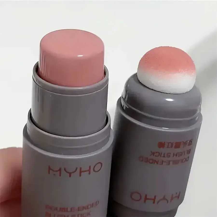 Double Head Sponge Monochrome Powder Ber Lip and Cheek Dual-use Durable Matte Natural Rouge Powder Ber Stick Light NaturXJ241225