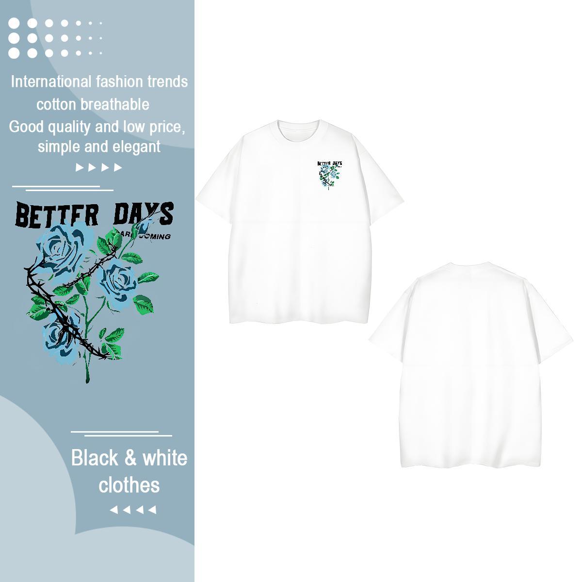 Soft Tshirts Hip Hop Street 230g Pure Cotton Custom Printing Breathable Short Sleeve flower T-Shirts Stylist Top Tees
