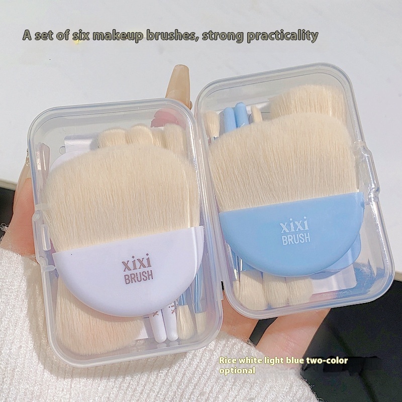 Portable Xixi 6-Pack Beginner Soft Handle Makeup Brushes with Eye Shadow & Blusher Functions