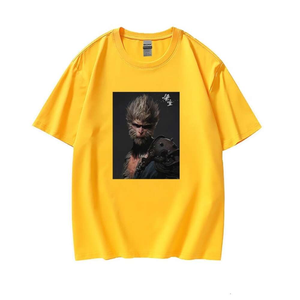 Black Myth Wukong BLACKMYTH China-Chic peripheral printing summer short sleeve T-shirt men's pure cotton loose game INS dongdumaoyi