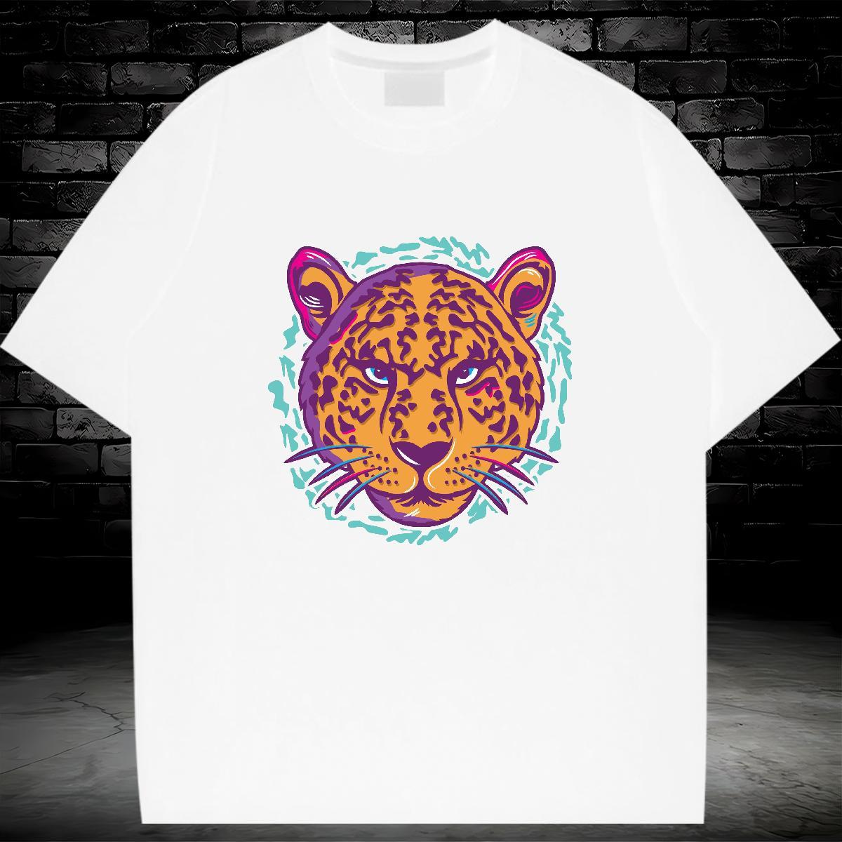 Classic T-Shirts for Women Short sleeve Soft 230g Cotton Womens Tshirts Oversized leopard Street Wear Designer Clothings