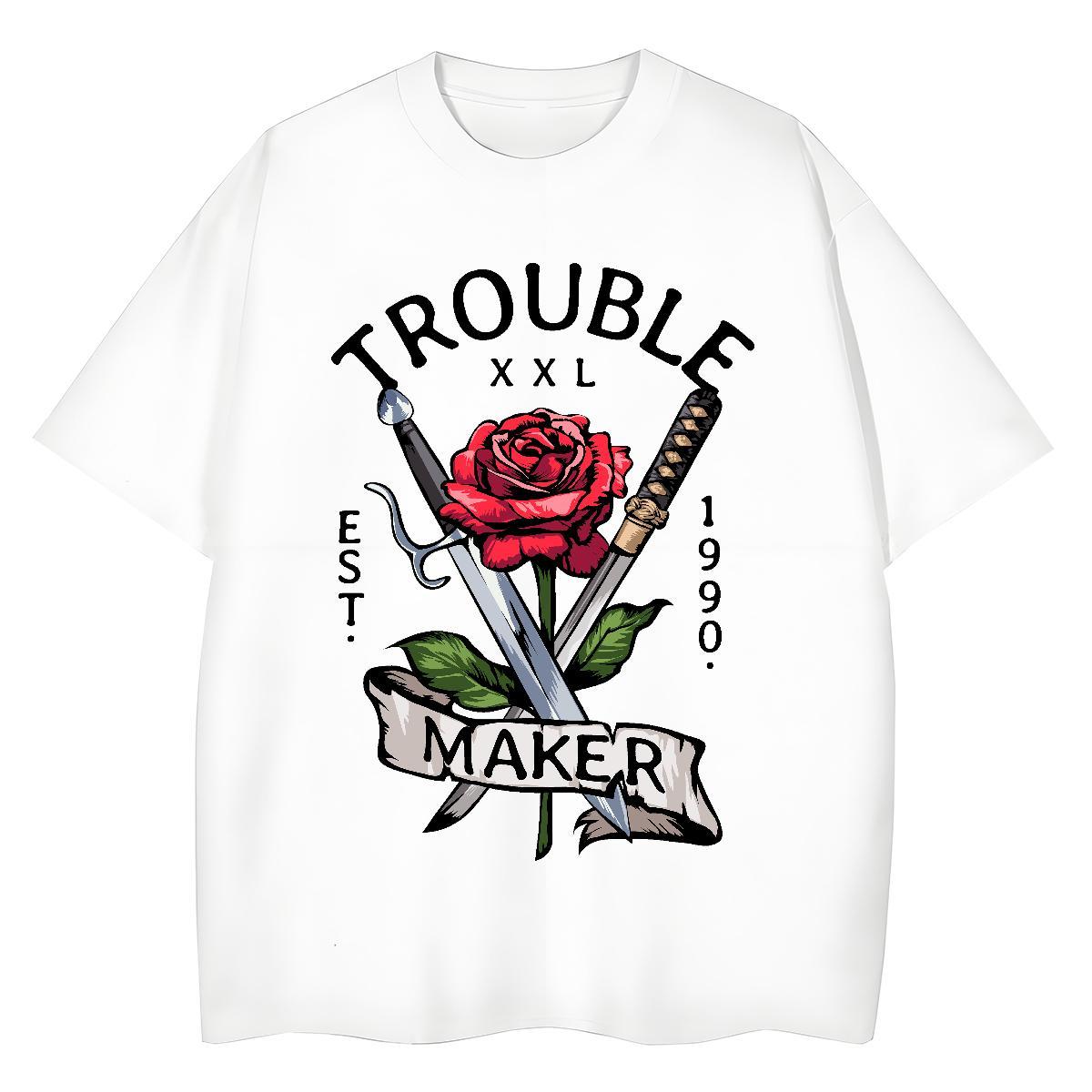 DIY T shirt Crew Neck 230g Cotton Couples T Shirts Custom Print Oversized rose Casual Sport Unisex Tops