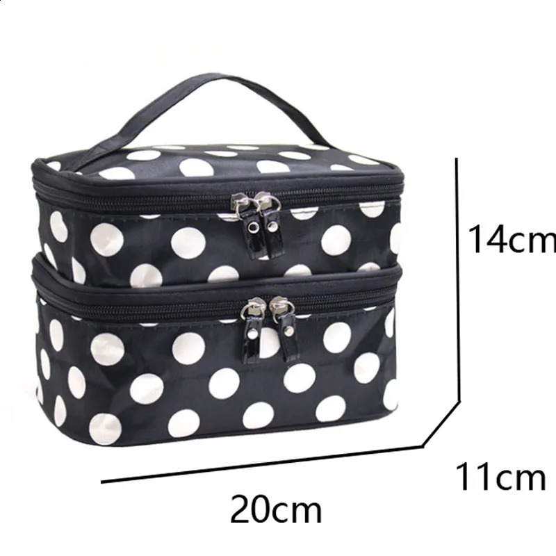 Large capacity makeup bag with double zippers for women bathroom travel toilet organizer waterproof storage Cas w240822