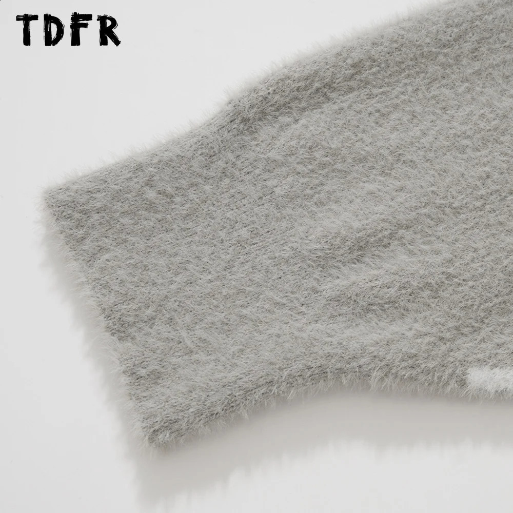 Jacquard Mohair sweater mens autumn casual loose crew collar long sleeved knitted floral 240821