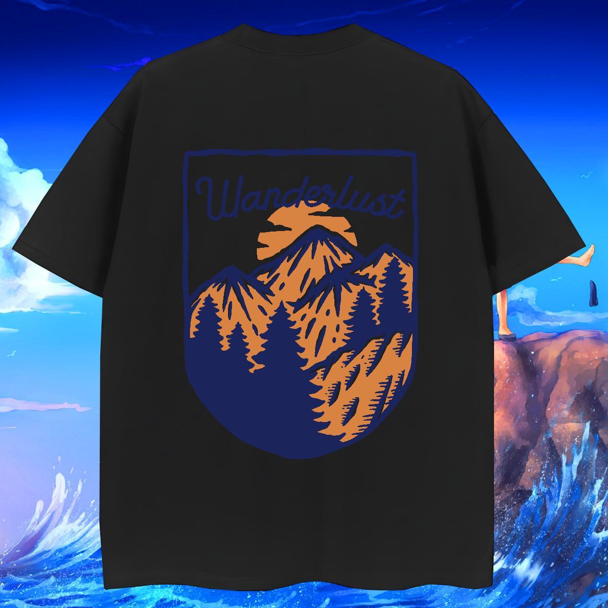Cool Mens Tshirts Street Casual 230g 100% Cotton Oversized Pure Cotton mountains T Shirts Men Fashion Designer Tops Tees