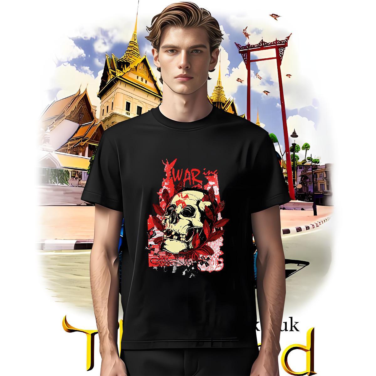 Free Shipping Men Clothes T-Shirt 230g 100% Cotton Casual Daily Wear skull Breathable Short Sleeve T shirt Cool Design Oversized Tees