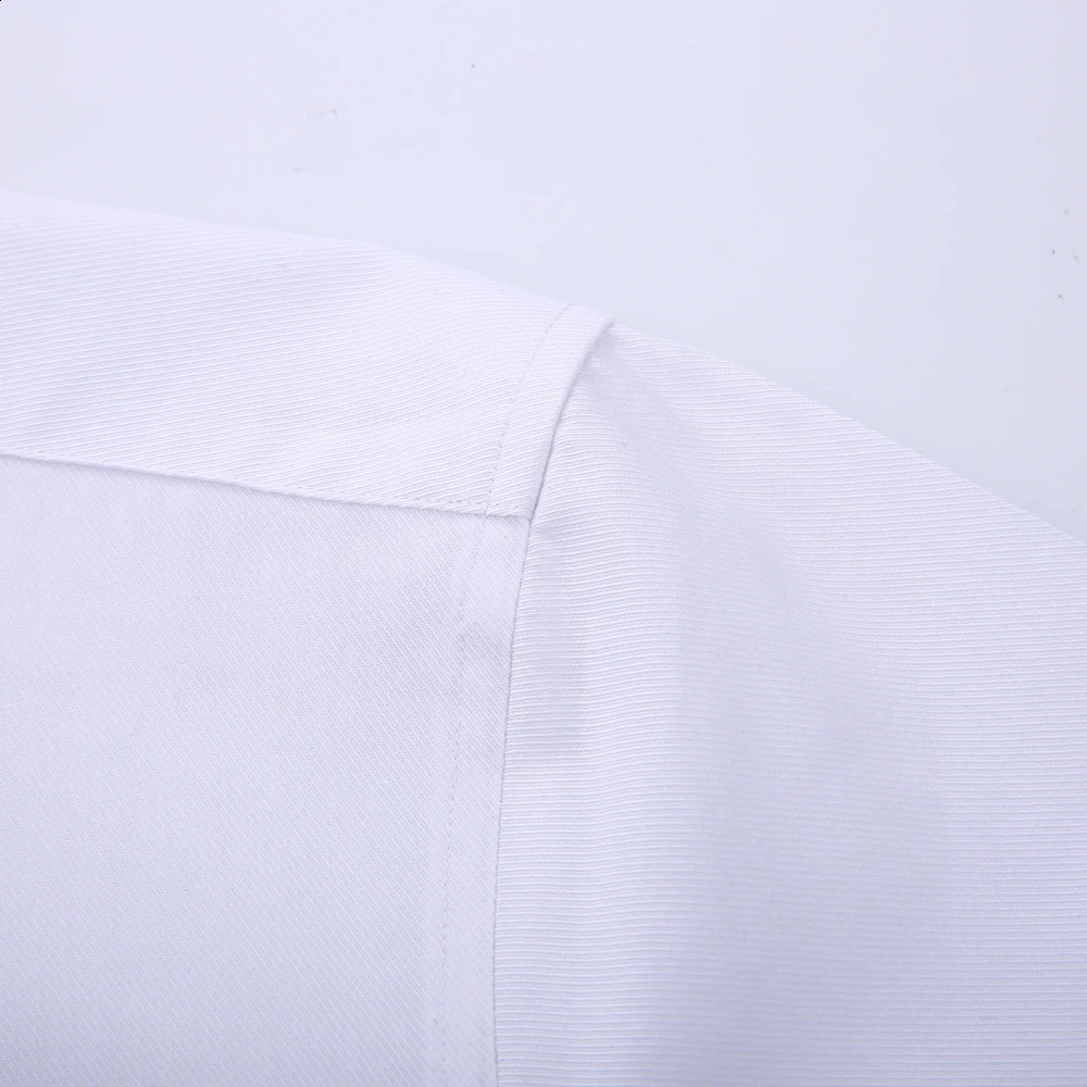 Mens Classic French Cuff Hidden Button Dress Shirt Long-sleeve Formal Business Standard-fit White Shirts Cufflinks Included 240822