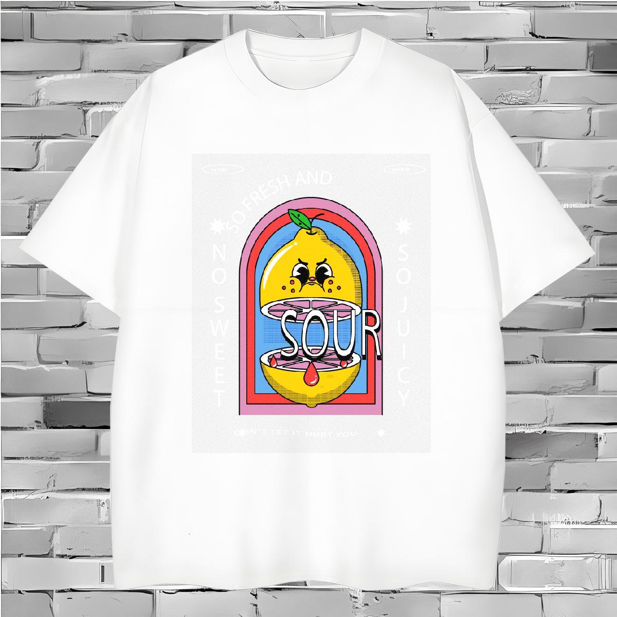 Wholesale sour T-Shirts for Men Street Wear Men Clothes T-Shirt 230g Cotton DIY Customized Breathable Crew Neck Plus Size Custom Top Tees