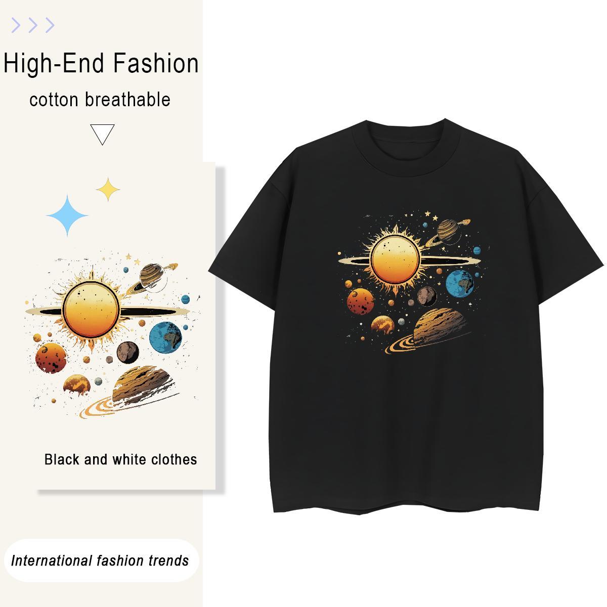 Designer Unisex Tshirts 230g Cotton universe High Street Hip Hop Woman T Shirts Crew Neck Customized Print Tops