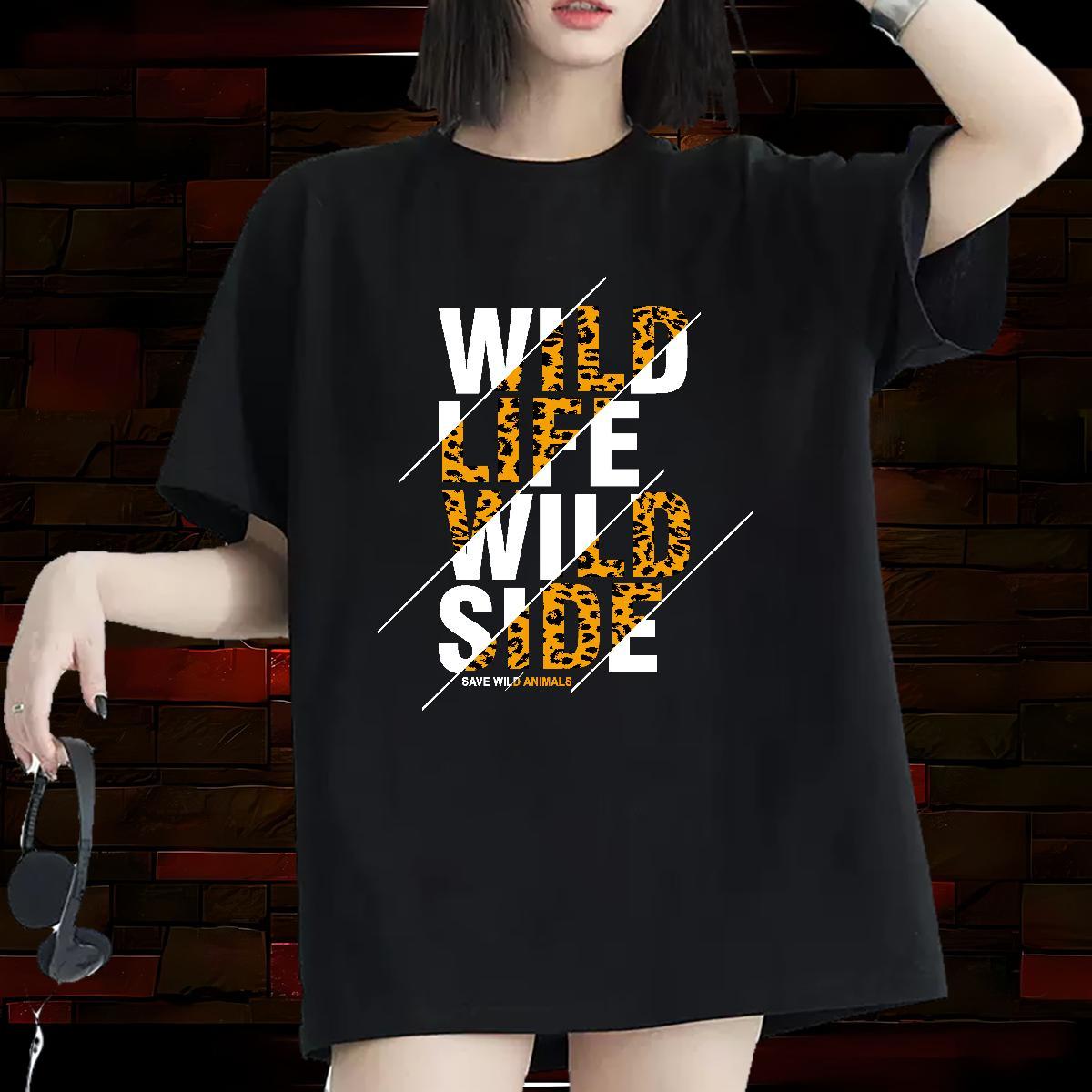 Comfortable Womens Tshirts 230g Pure Cotton letter Sport Womens T Shirts Breathable Anime Clothes