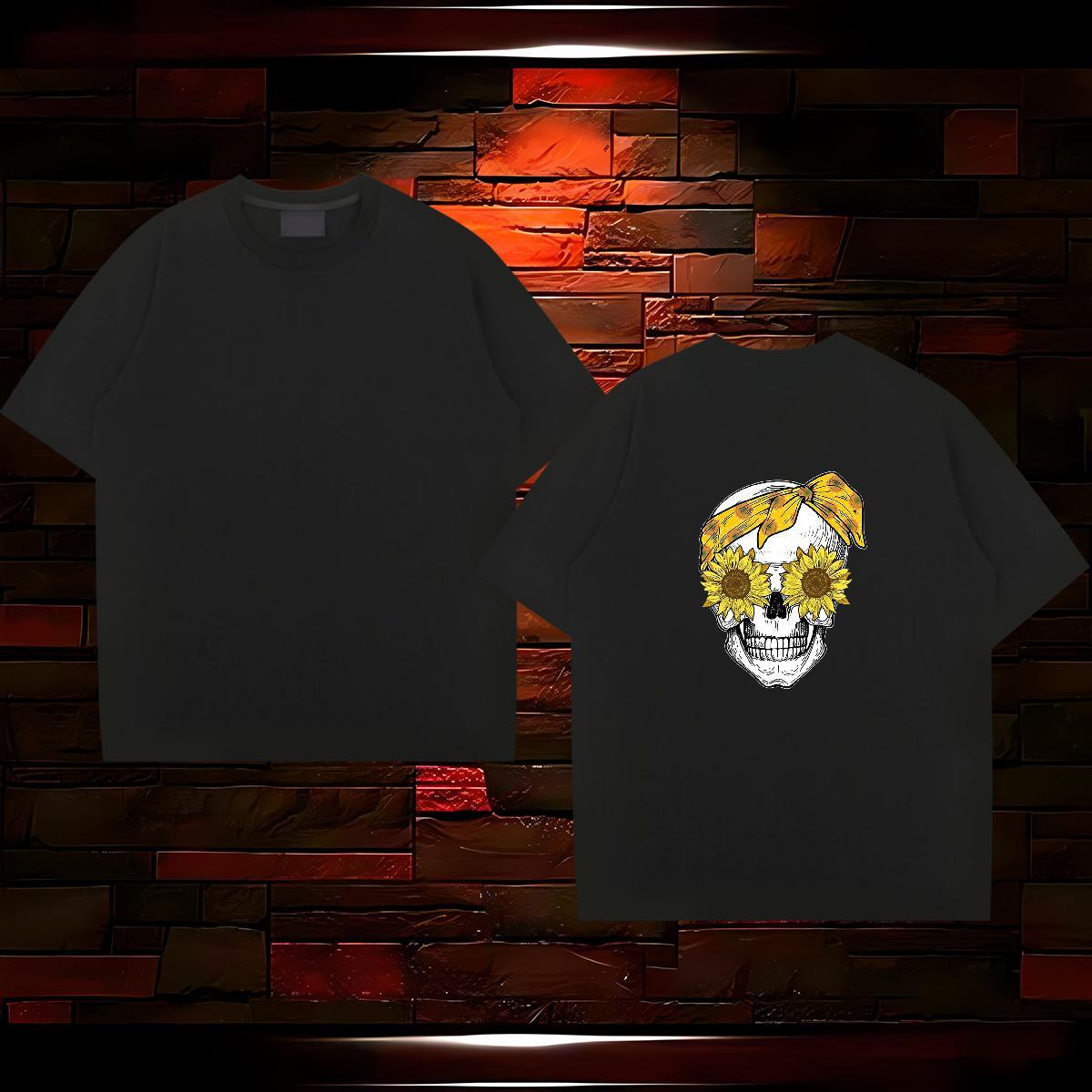 Loose Men T Shirts 100% Cotton 230g skull Anime Printing Street Custom Printing Round Neck Short Sleeve Men Tops Tees Fashion Designer Tees Shirts