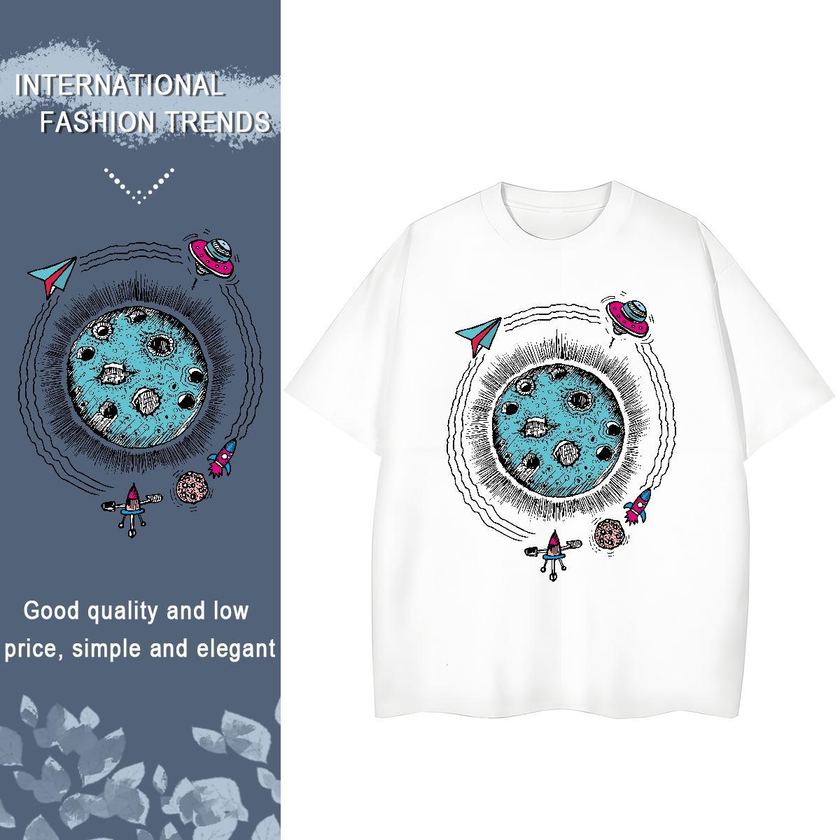 Loose fit Woman Tshirt 100% Cotton 230g planet Beach Women T Shirts Breathable Soft White Plus Size Clothes Shirt