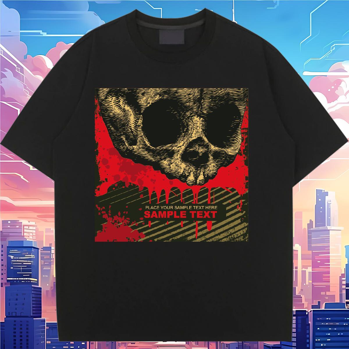 5A Tshirt for Man Woman 230g Cotton scary Beach T-Shirts Short sleeve Soft Plus Size Cartoon Tees Shirts