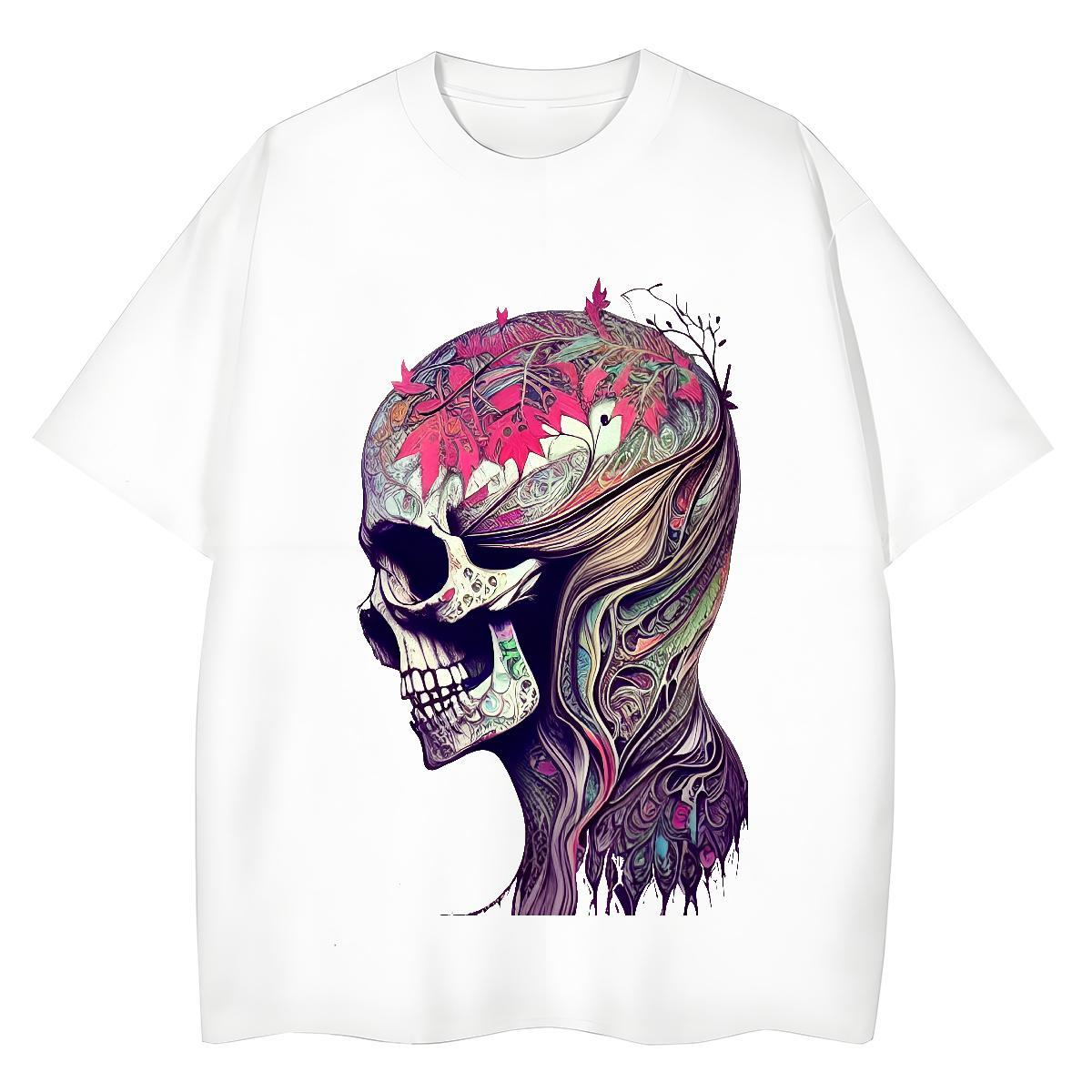 DIY T-Shirts for Women 100% Cotton 230g Breathable Hip Hop Street skull Woman Tshirt Comfortable Oversized Clothings