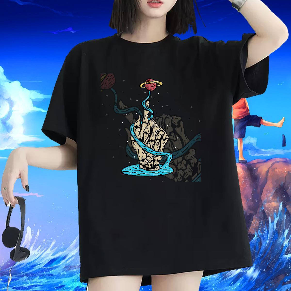Casual New T Shirt For Woman Breathable 230g Cotton Tshirt for Man Woman Black Oversized ET Sports Street Wear Loose Tee Shirt