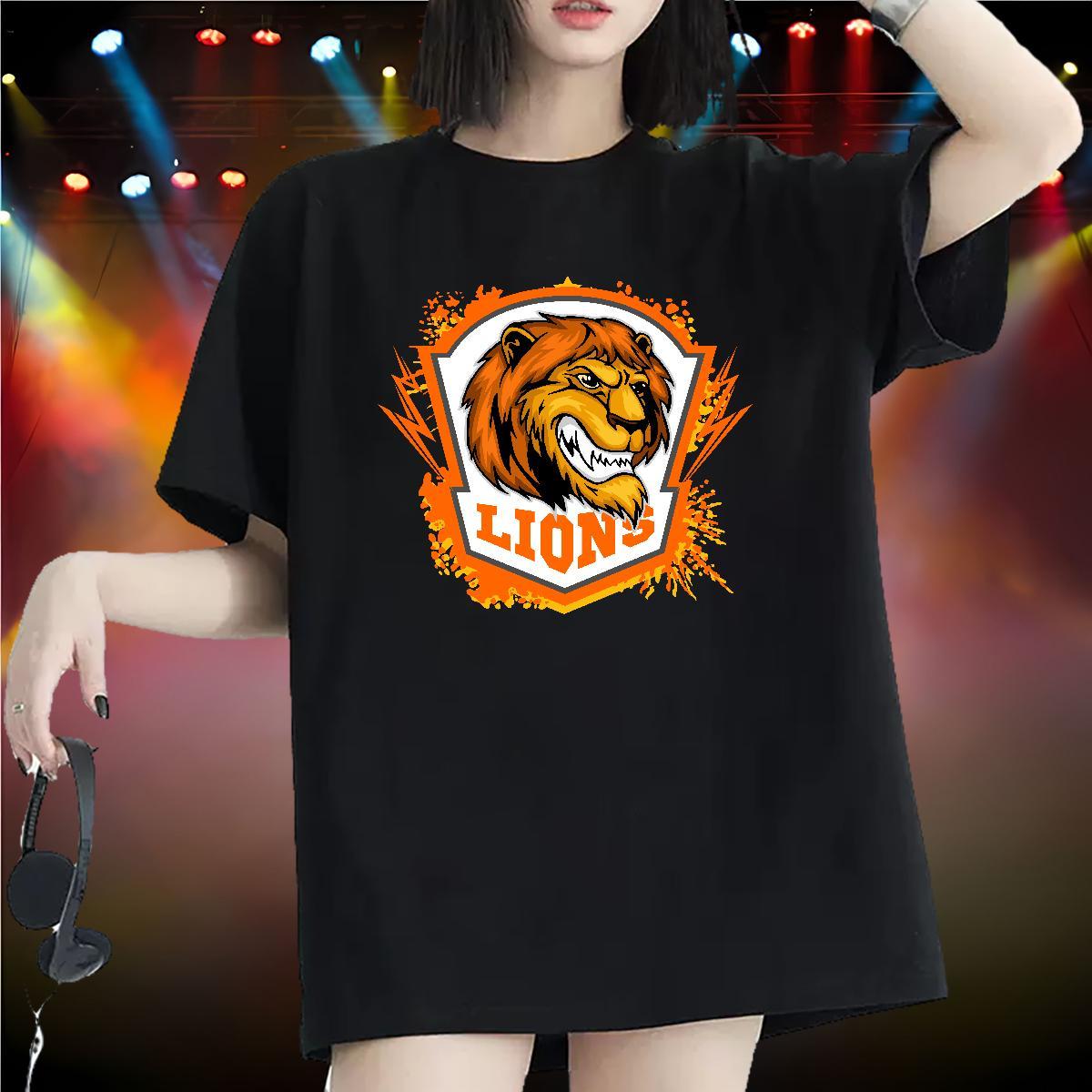 Brand Women T Shirts Breathable Crew Neck 230g 100% Cotton Unisex Tshirts DIY Printed lion Summer Casual Designer Nice Wear