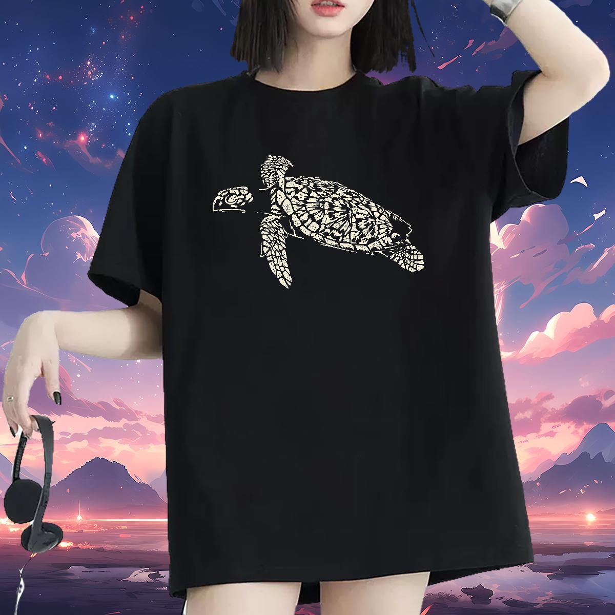 Classic T shirt Breathable 230g Pure Cotton Couples T Shirts Anime Print tortoise Casual Sport Designer Nice Polos