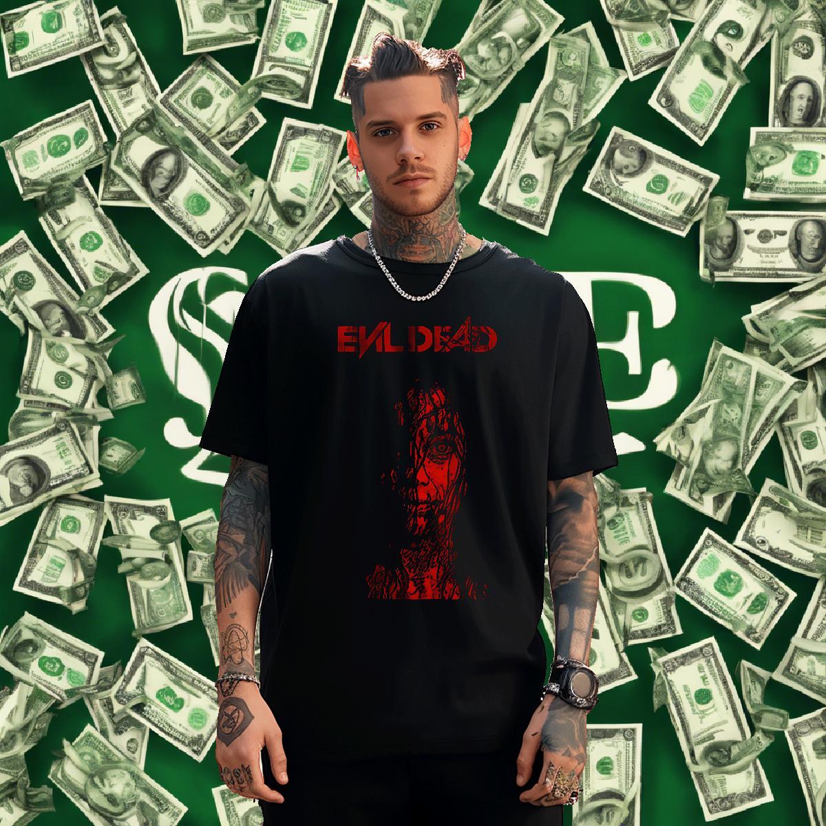 2024 DIY Street wear Hip Hop Men Tees scary Round Neck Short Sleeve 100% Cotton 230g T-Shirts Loose Plus Size Cartoon Tees Shirts