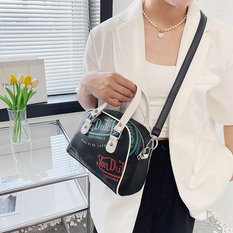 Shoulder Bags Women's Bag Contrast Color Shell Trendy Fashion Letter Printing Crossbody Handbag 6651