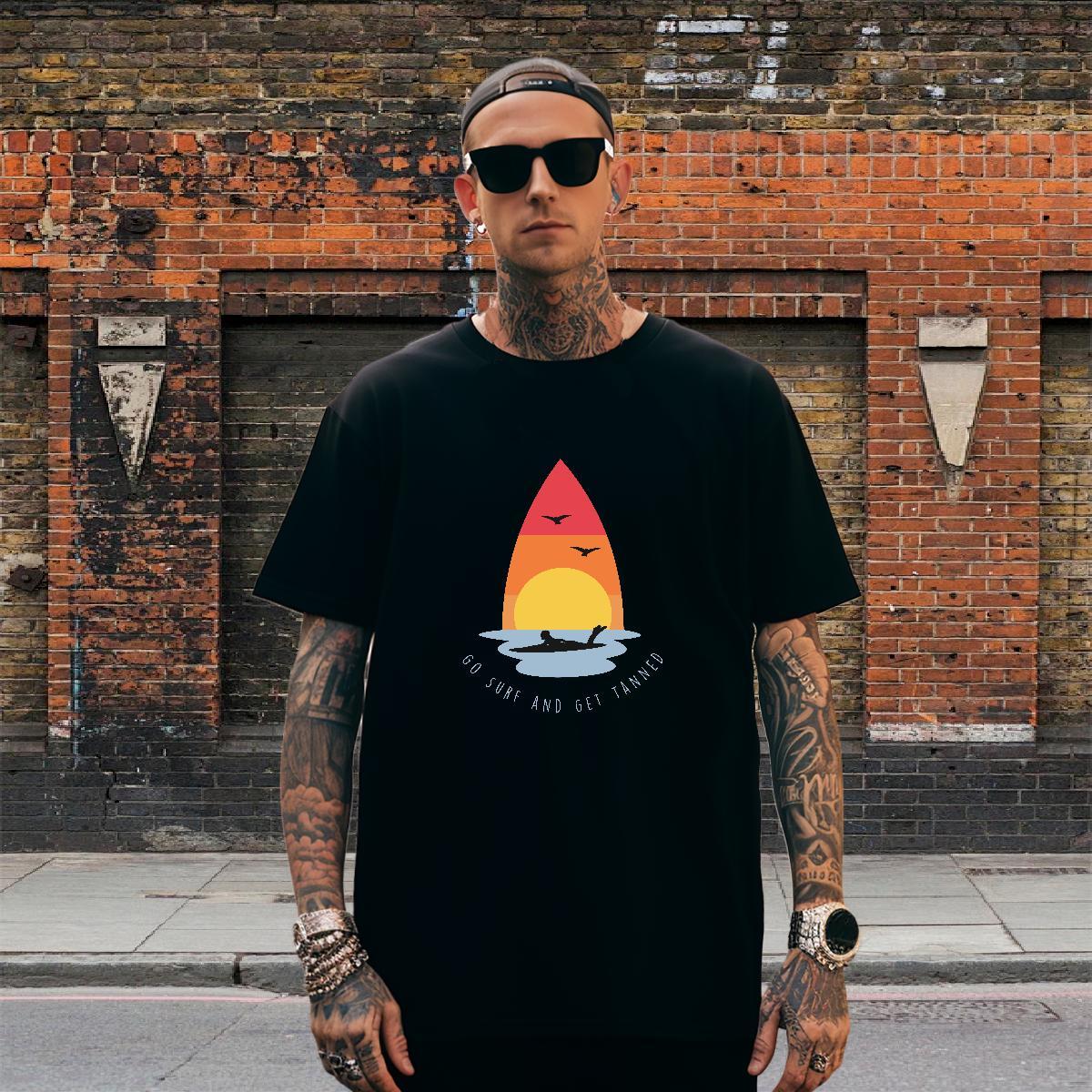 Cool Couples T Shirts Casual Beach 100% Cotton 230g Oversized Short Sleeve O-Neck wave Man T Shirts Designer Tops Tees