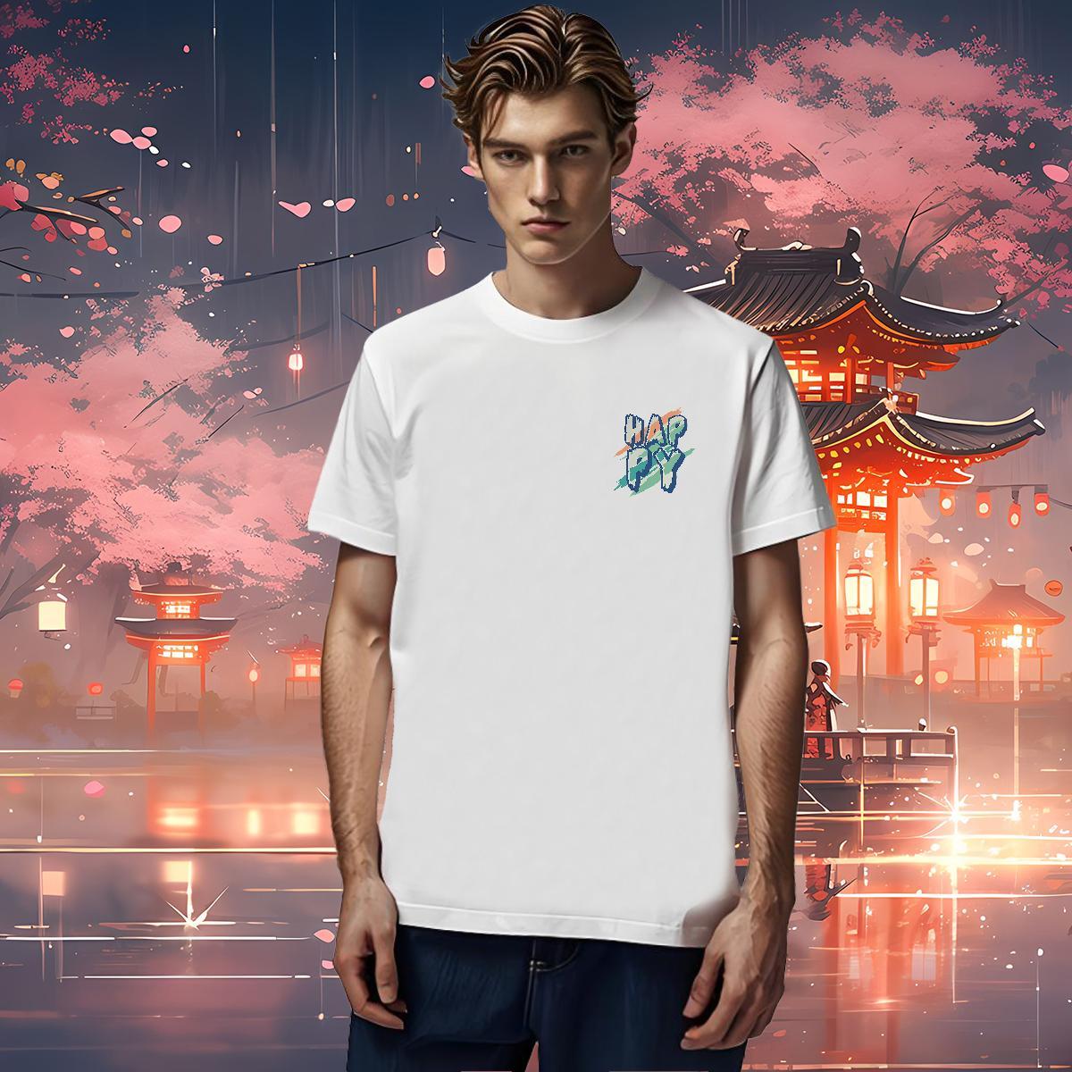 Loose Fit happy T shirt Street Couples T Shirts 230g Cotton Wholesale Crew Neck Breathable Skull Tops Shirt