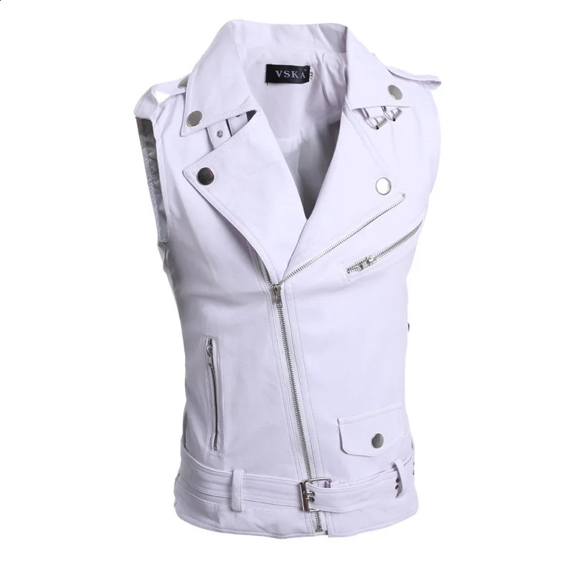 PU Men Vest Waistcoat Winter Jacket Turn-Down Vests Thicken Warm Coat Sleeveless Leather Clothes Male Clothing xx 240822