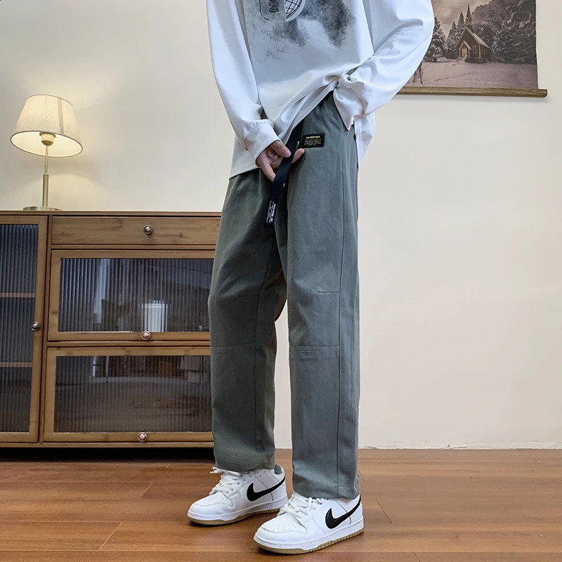 Cargo Pants Man Casual Pants Fashion Hip Hop Sweatpants Pocket Harajuku Male Trousers Jogger Belt Streetwear Big Size 5XL 240822