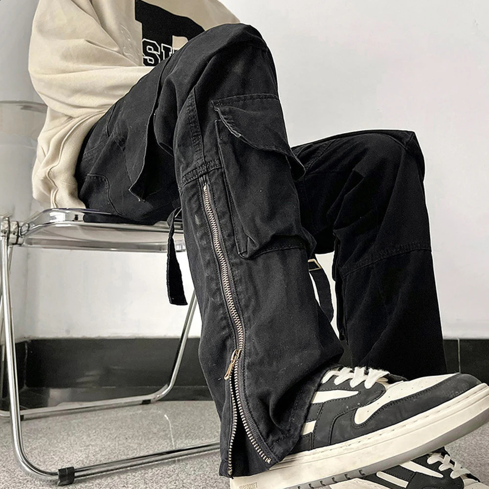 Mens Fashion Cargo Pants Hip Hop Street Retro Japanese Style Multi Pocket Casual SpringSummer Collection 240821