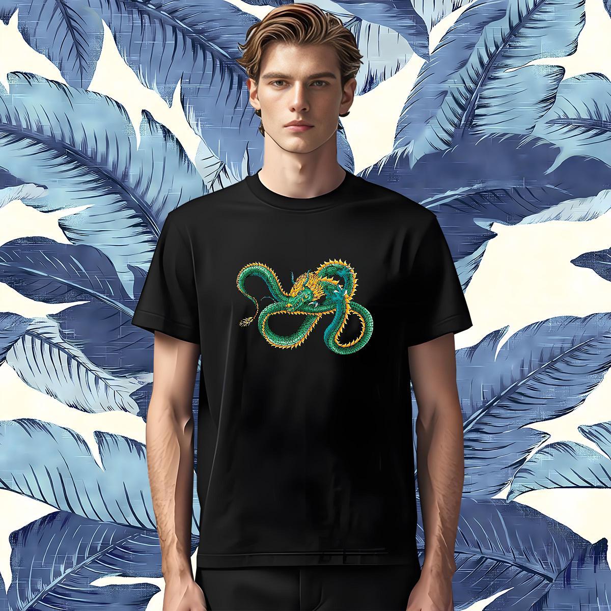 TOP Quality dragon T-Shirts Street Men Tops Tees 230g Cotton DIY Customized O-Neck Short Sleeve Cartoon Print Polos