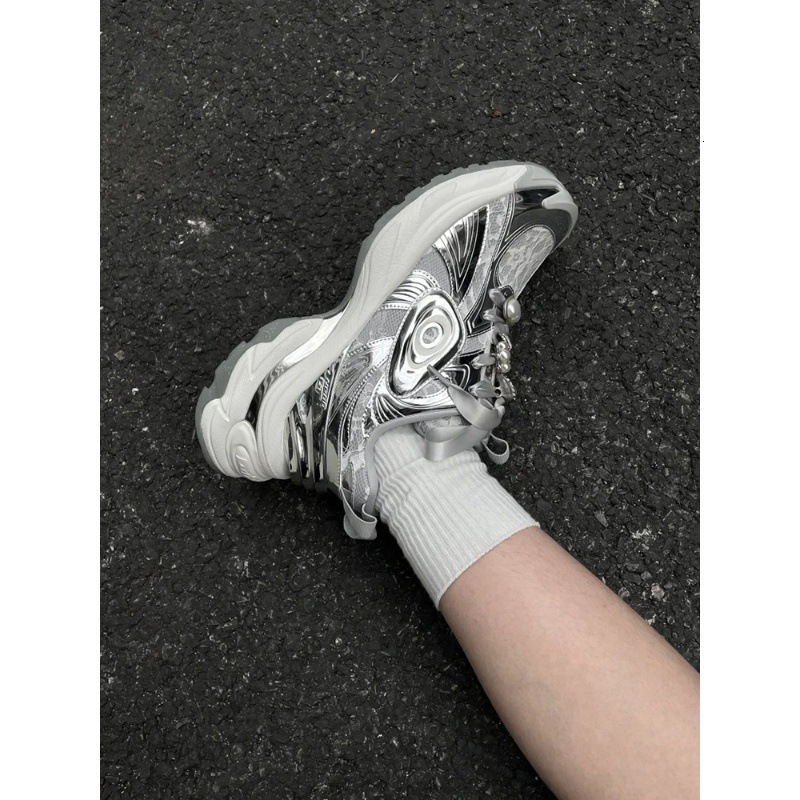 Ddmyoutdoor Cowhide Version Of P Thick Soled Sier Dad For Women New Pearl Wedding Height Increasing Mesh Casual Sports Shoes OUTDOOR