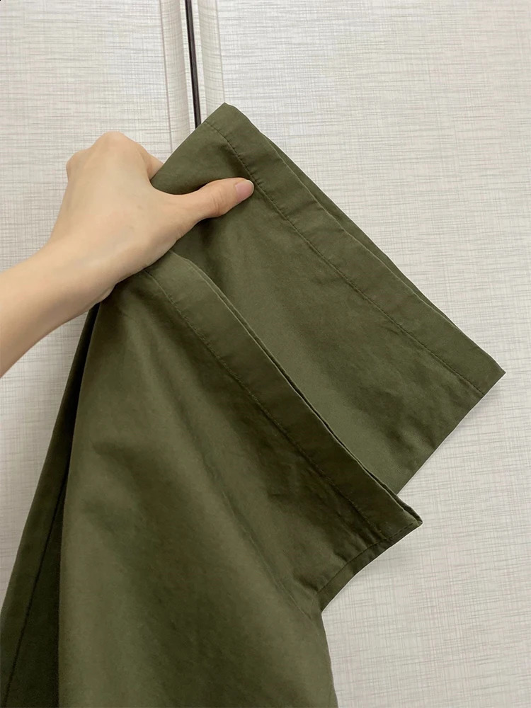 Womens green cargo pants bag casual Y2k street clothing jogging 90s retro Harajuku straight three person 240821