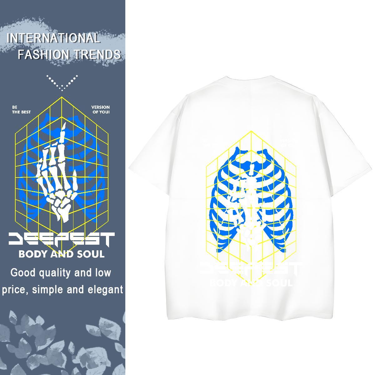 New Woman T Shirts 230g Cotton Round Neck Short Sleeve Casual Sport skull Women Tshirts Designer Custom Print Oversized Tees Shirts