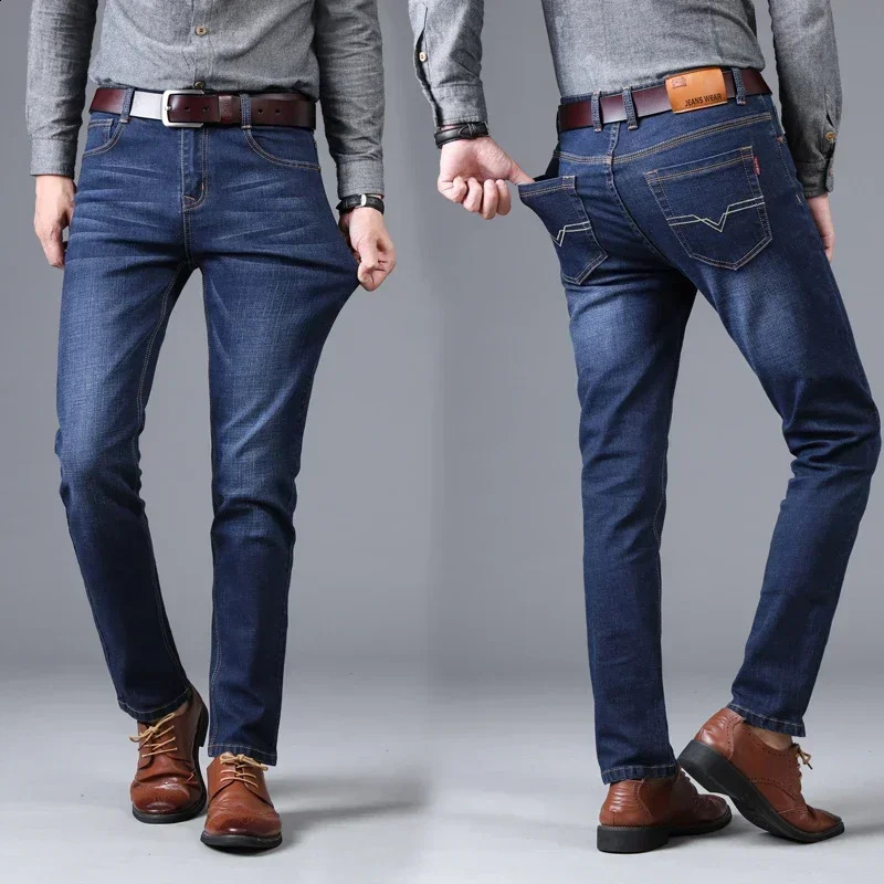 Mens Straight and Versatile Long Jeans Stretch Style Mens Jeans Loose Fitting Straight Tube Middle-AG Autumn Winter 240822