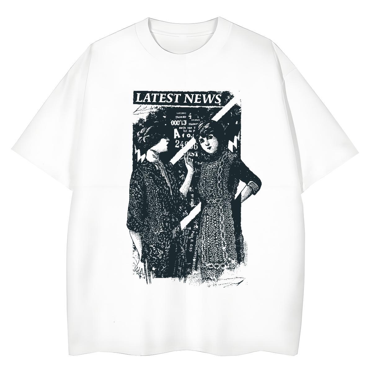 Fashion T Shirts Women 100% Cotton 230g Breathable Crew Neck Casual person Couples T Shirts 5A Cartoon Printing L-4XL Tops Tees