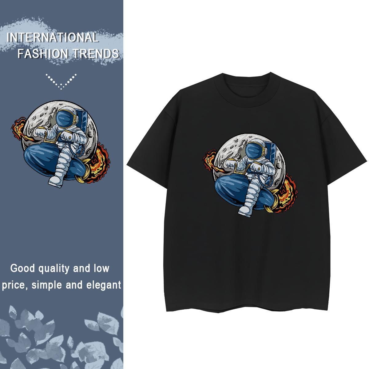 Designer Tshirt for Man Woman 100% Cotton 230g cosmonaut Daily Outfit T shirt O-Neck Short Sleeve DIY Anime Printed Tops