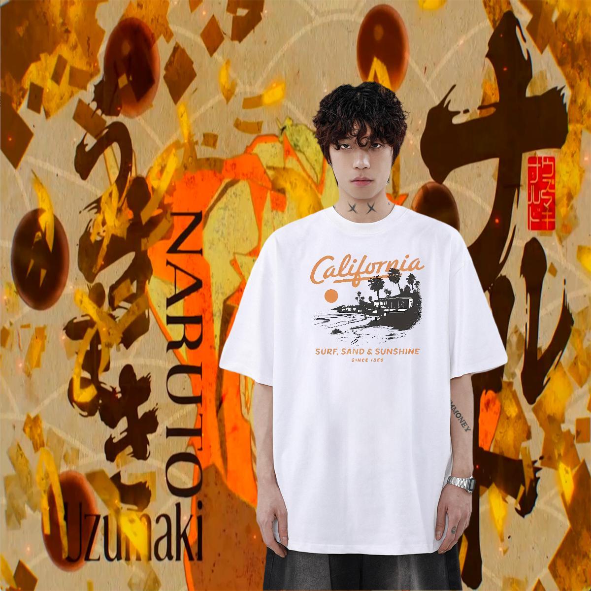Casual New Beach Men Tshirts tree Breathable Crew Neck 230g Cotton T shirt Soft DIY Tops Tees