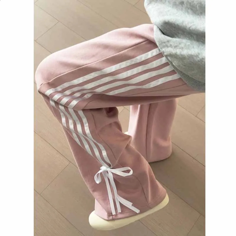 Bow Tie n Women Pant Y2k American Casual Straight Wide Leg Sweatpants Korea Harajuku Vintage Loose Trousers Spring Autumn 240821