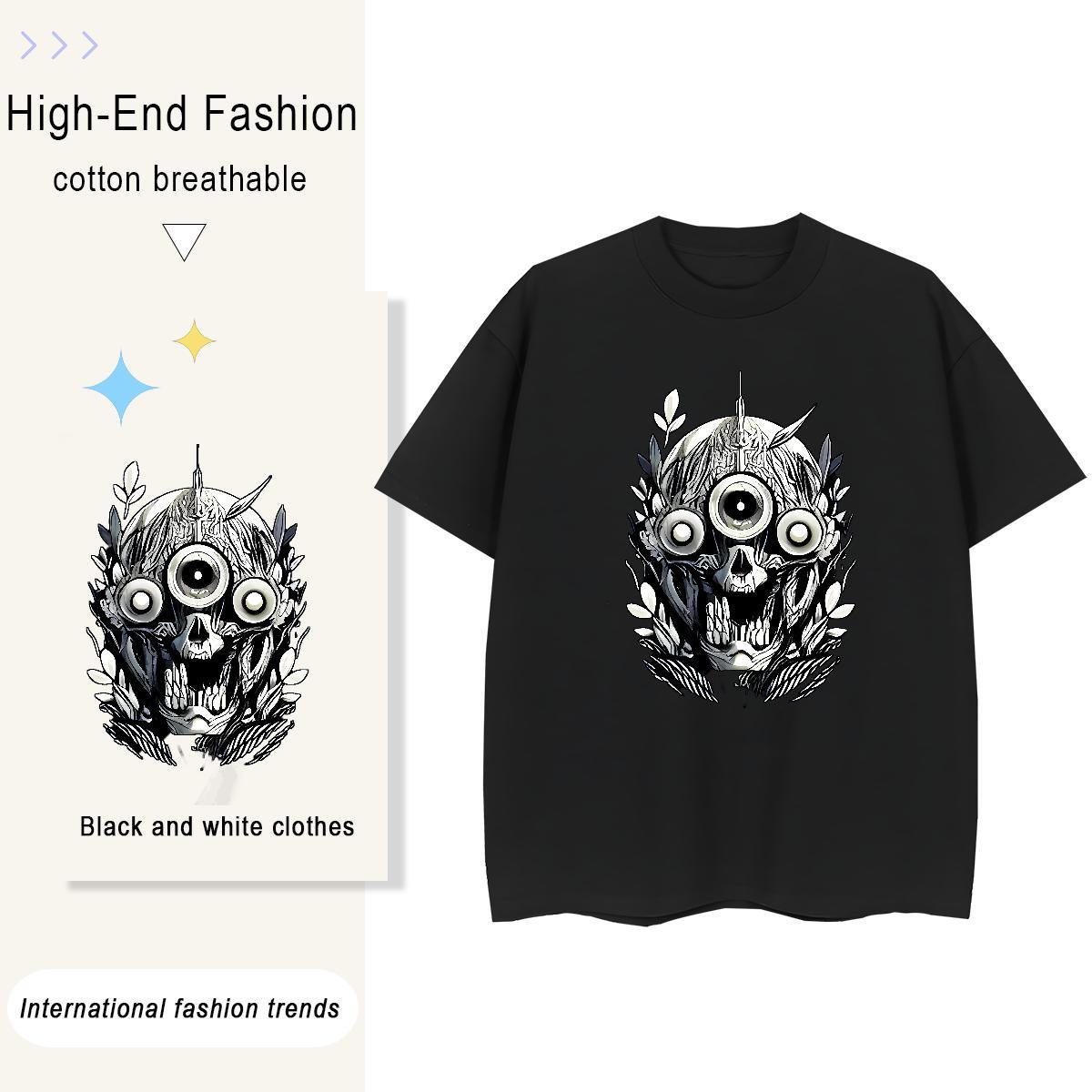 TOP Quality T-Shirts for Women 230g Pure Cotton Breathable Crew Neck Beach skull Lady T shirt Popular Custom Cartoon Top Shirts