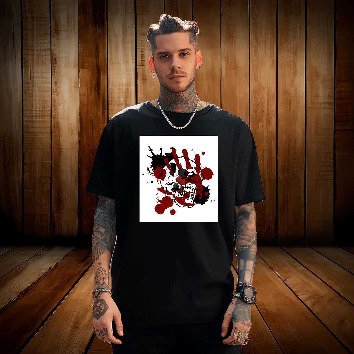 Custom Outdoor Men Tops Tees skull Crew Neck Breathable 230g Cotton Mens T Shirts Brand Custom Big Size Tees Shirts