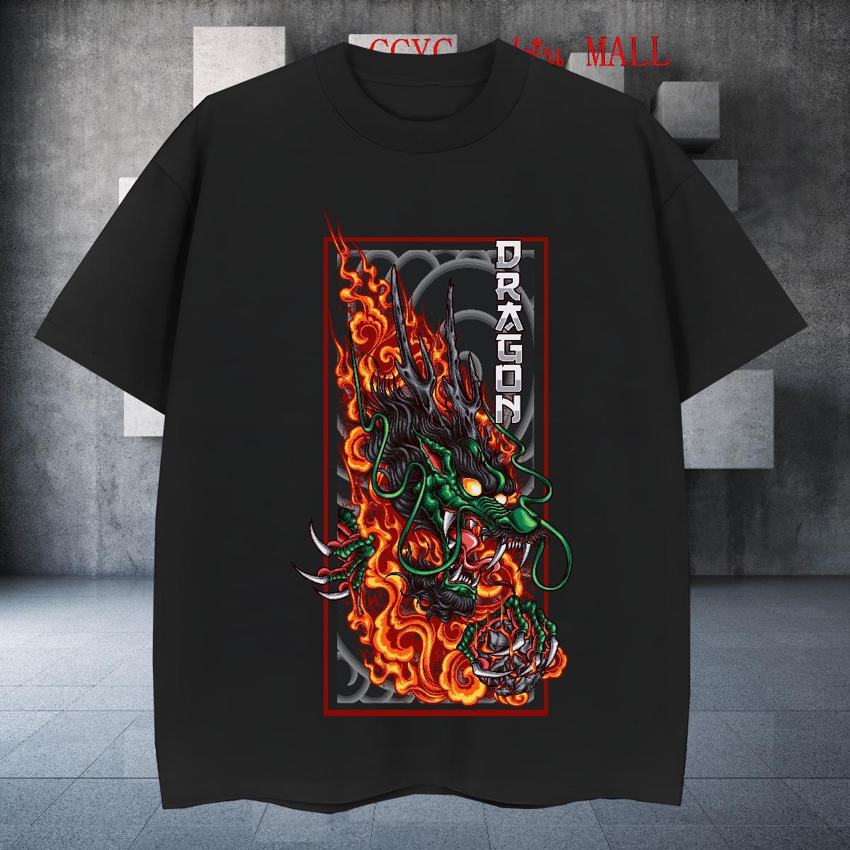 TOP Quality fire Men T Shirts Casual Beach Men Clothes T-Shirt 230g 100% Cotton Brand Breathable Soft Plus Size Custom Top Tees